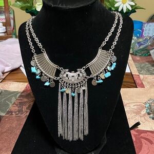 Silver and Turquoise Statement Necklace